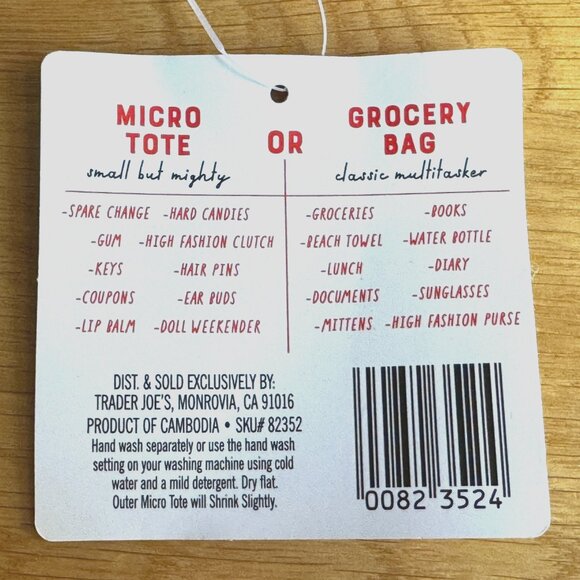 Trader Joe's Canvas Micro Tote with Grocery Bag, Red - Picture 13 of 15